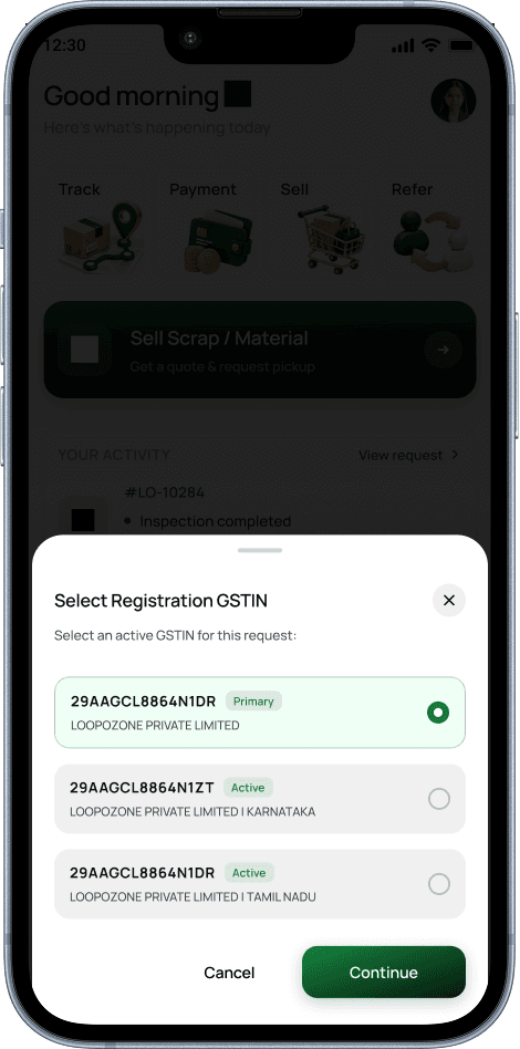loopX app — Select Your GSTIN